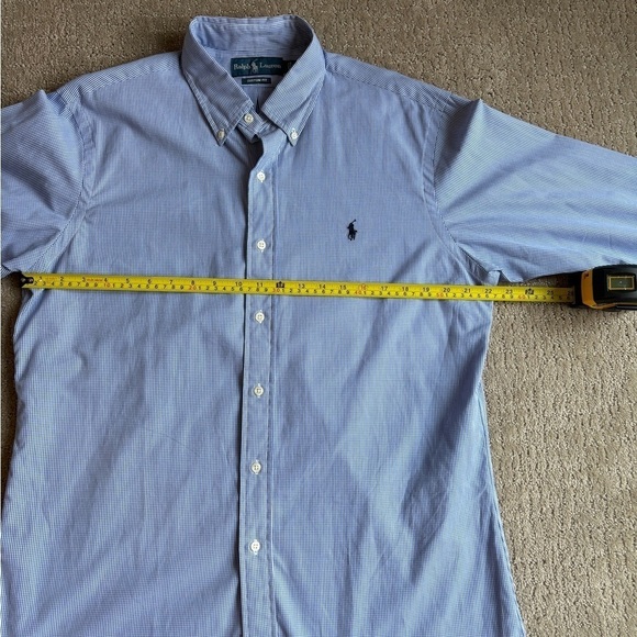 Ralph Lauren Custom Fit Blue Small Plaid Button Down Collar Shirt Men’s Size L - Picture 6 of 8